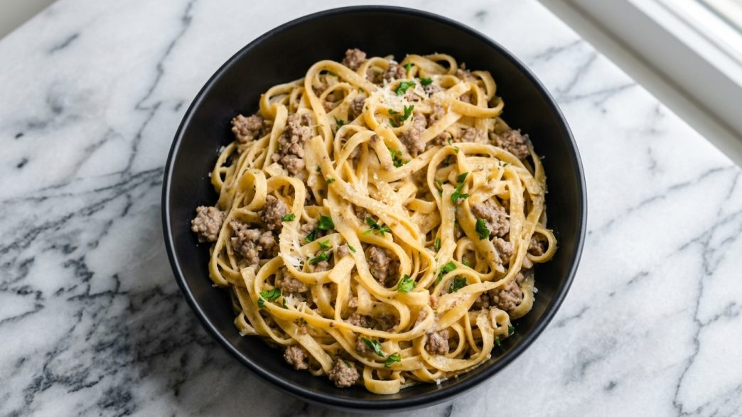 creamy garlic beef pasta recipe