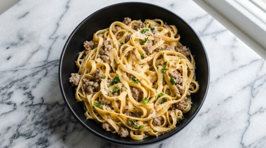 creamy garlic beef pasta recipe