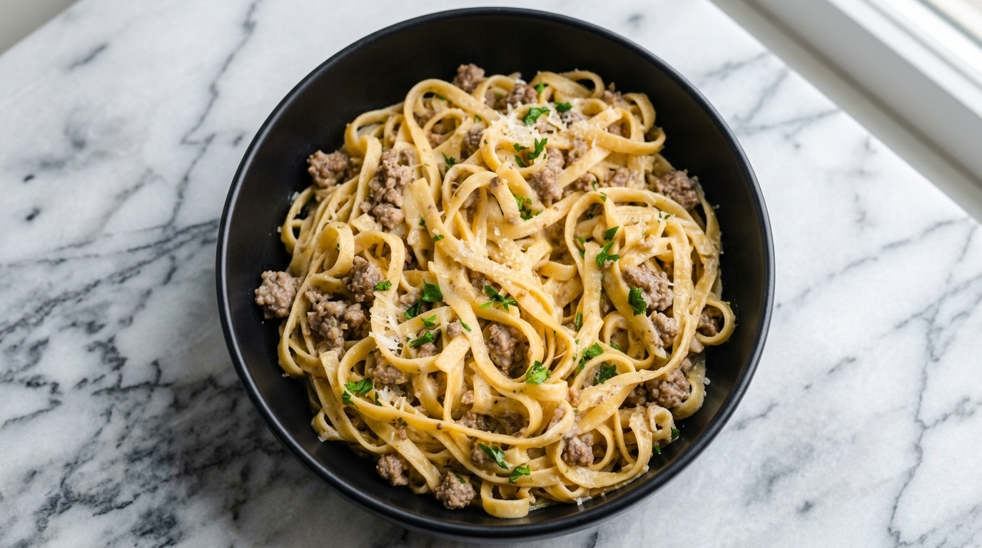 creamy garlic beef pasta recipe