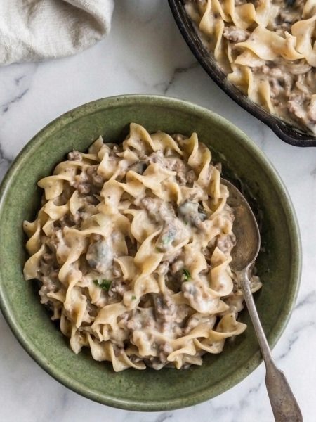 Creamy Ground Beef Stroganoff