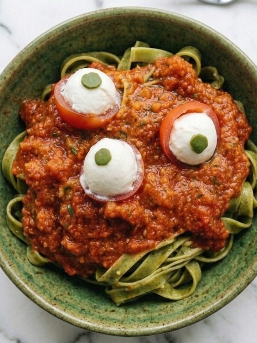 Eyeball Pasta for Halloween