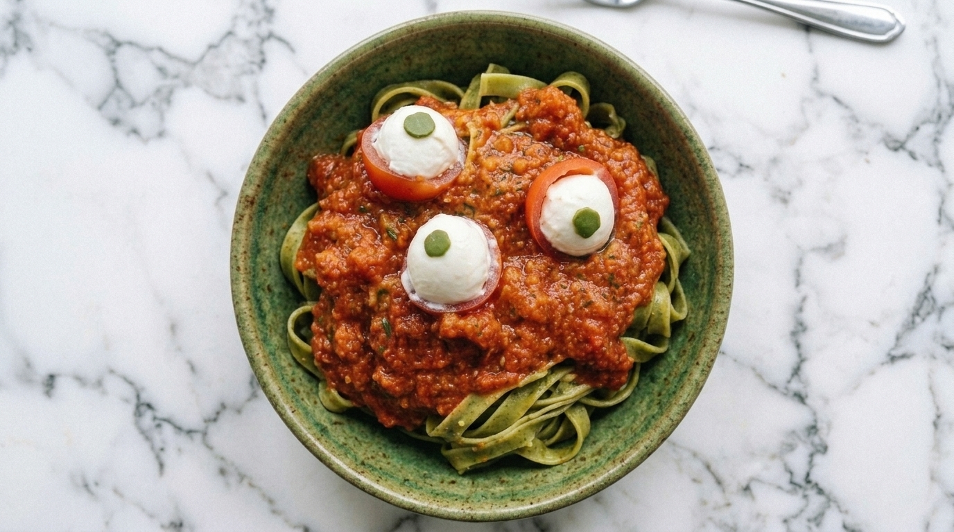 Eyeball Pasta for Halloween