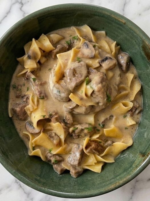 Slow Cooker Beef Stroganoff with Cream of Mushroom Soup